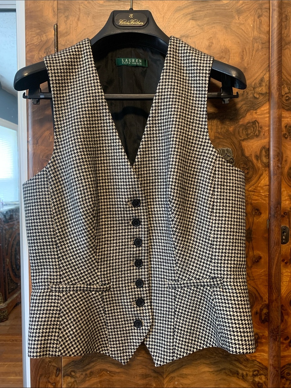 Lauren Ralph Lauren Black & White Houndstooth Vest